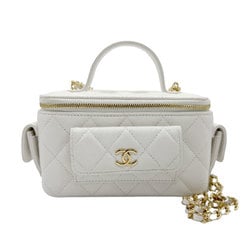 CHANEL Shoulder Bag Caviar Skin Leather White Women's z2113