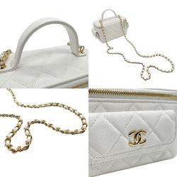 CHANEL Shoulder Bag Caviar Skin Leather White Women's z2113