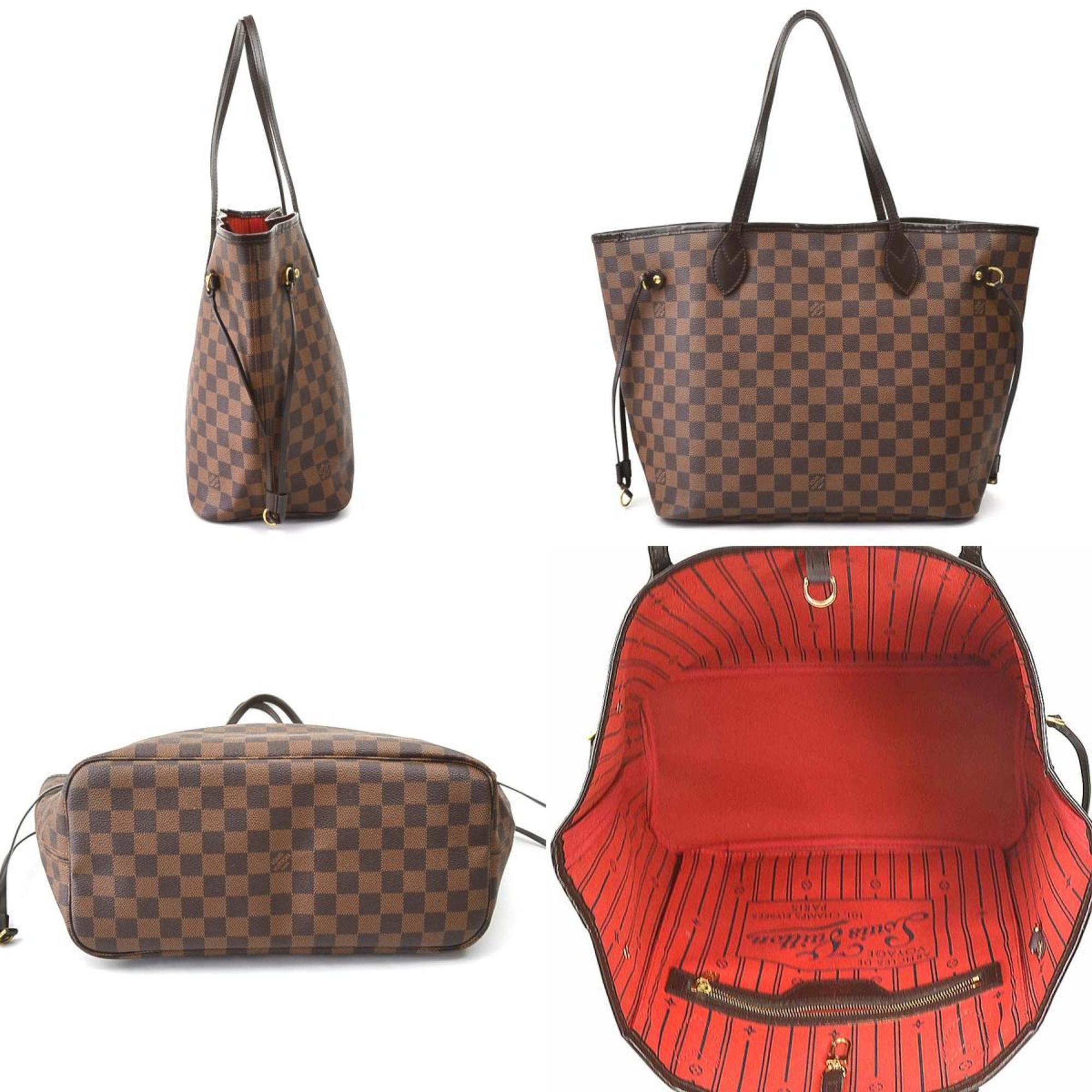 Louis Vuitton LOUIS VUITTON Tote Bag Damier Neverfull MM Canvas Brown Gold Women's e58991a