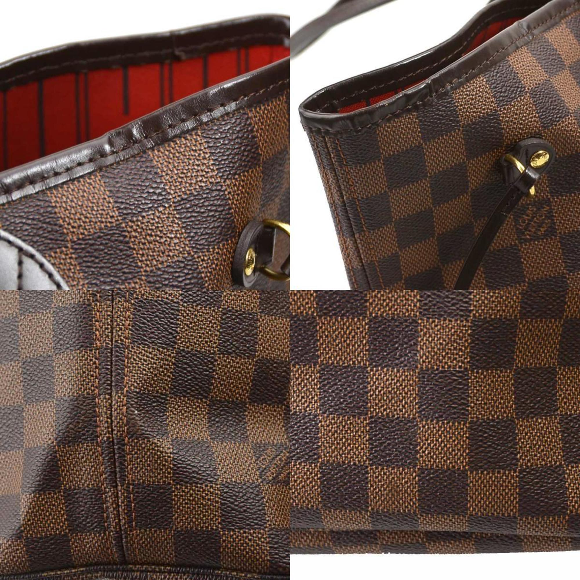 Louis Vuitton LOUIS VUITTON Tote Bag Damier Neverfull MM Canvas Brown Gold Women's e58991a