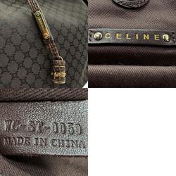 CELINE handbag in macadam canvas and embossed leather dark brown gold for women z2188