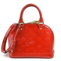 LOUIS VUITTON Handbag Shoulder Bag Monogram Vernis Alma BB Patent Leather Red Gold Women's M91771 e58979a