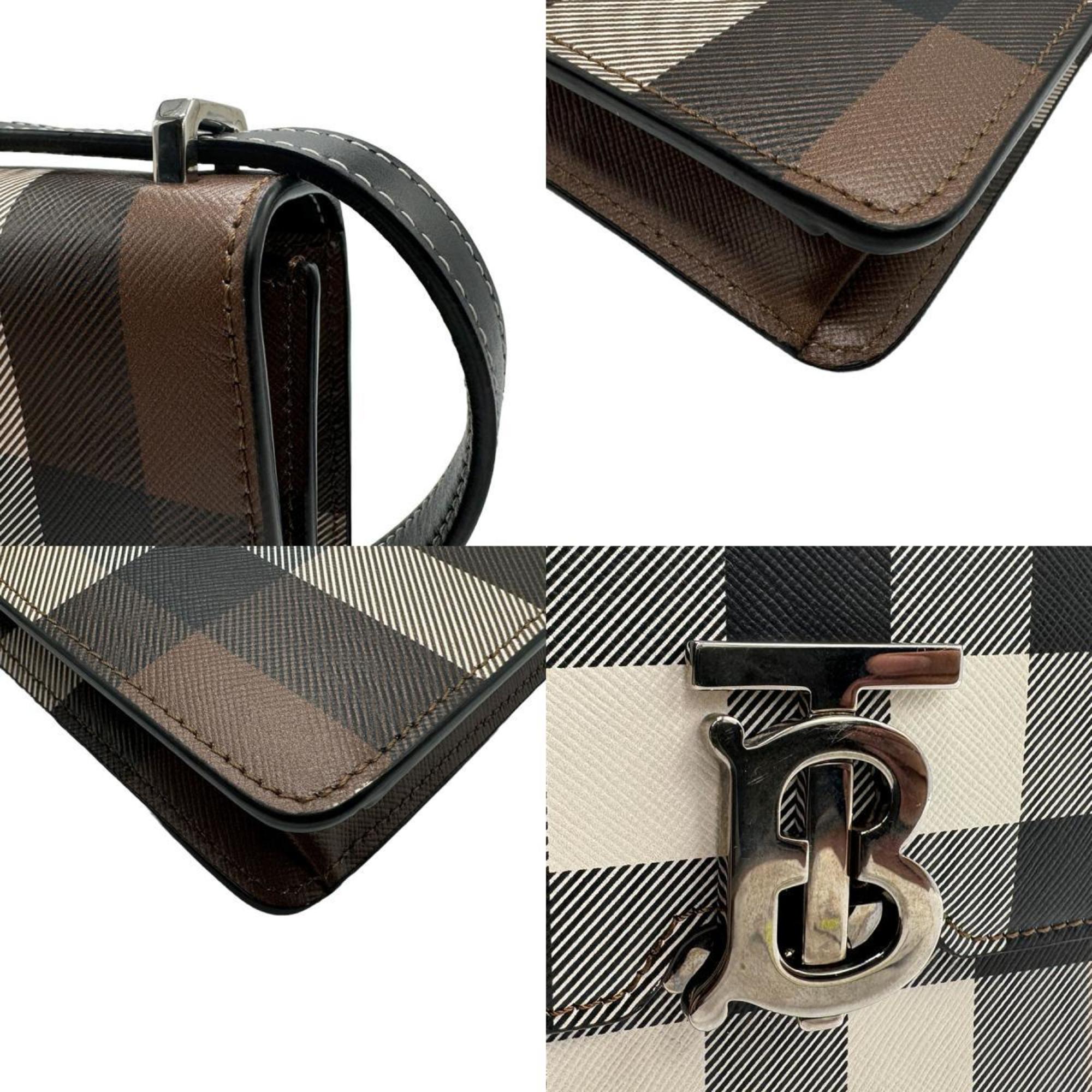 Burberry Robin Shoulder Bag Leather Brown Black White Silver Men's Women's n0253