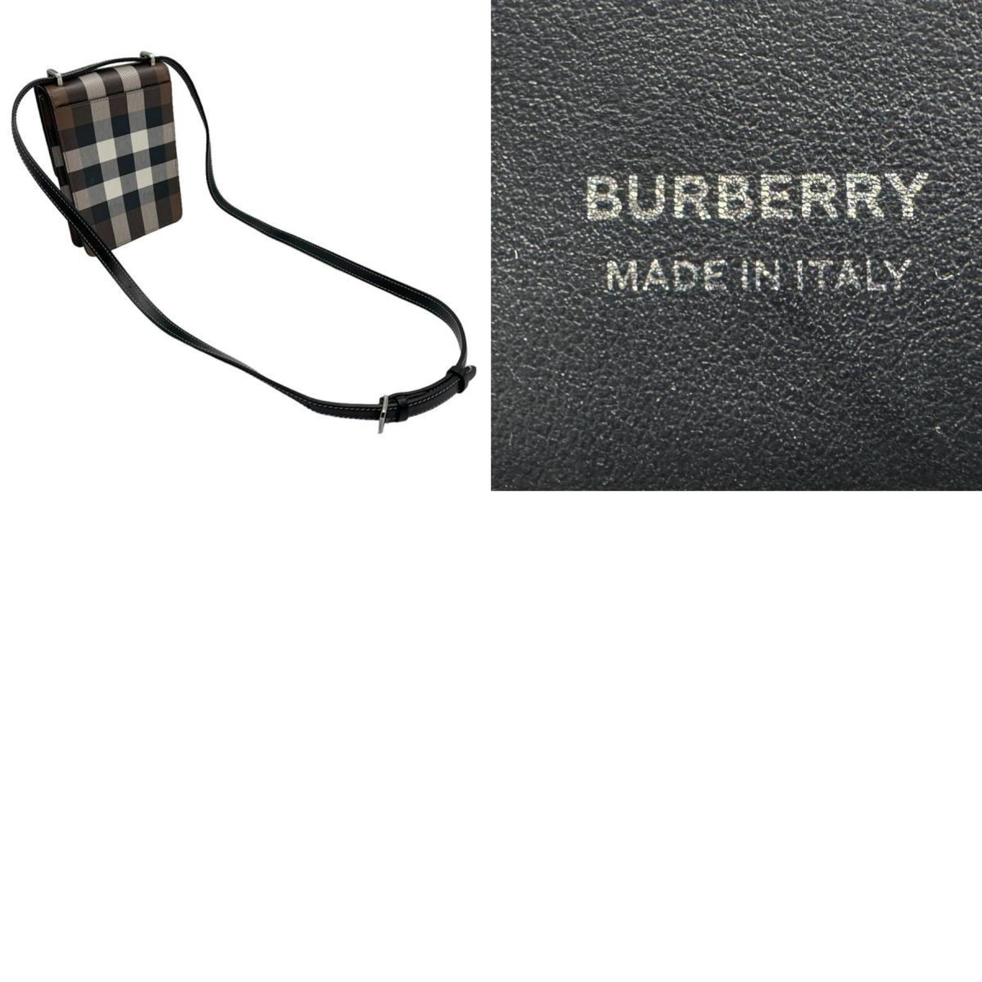 Burberry Robin Shoulder Bag Leather Brown Black White Silver Men's Women's n0253