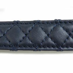 CHANEL neck strap leather metal navy silver ladies e59066a