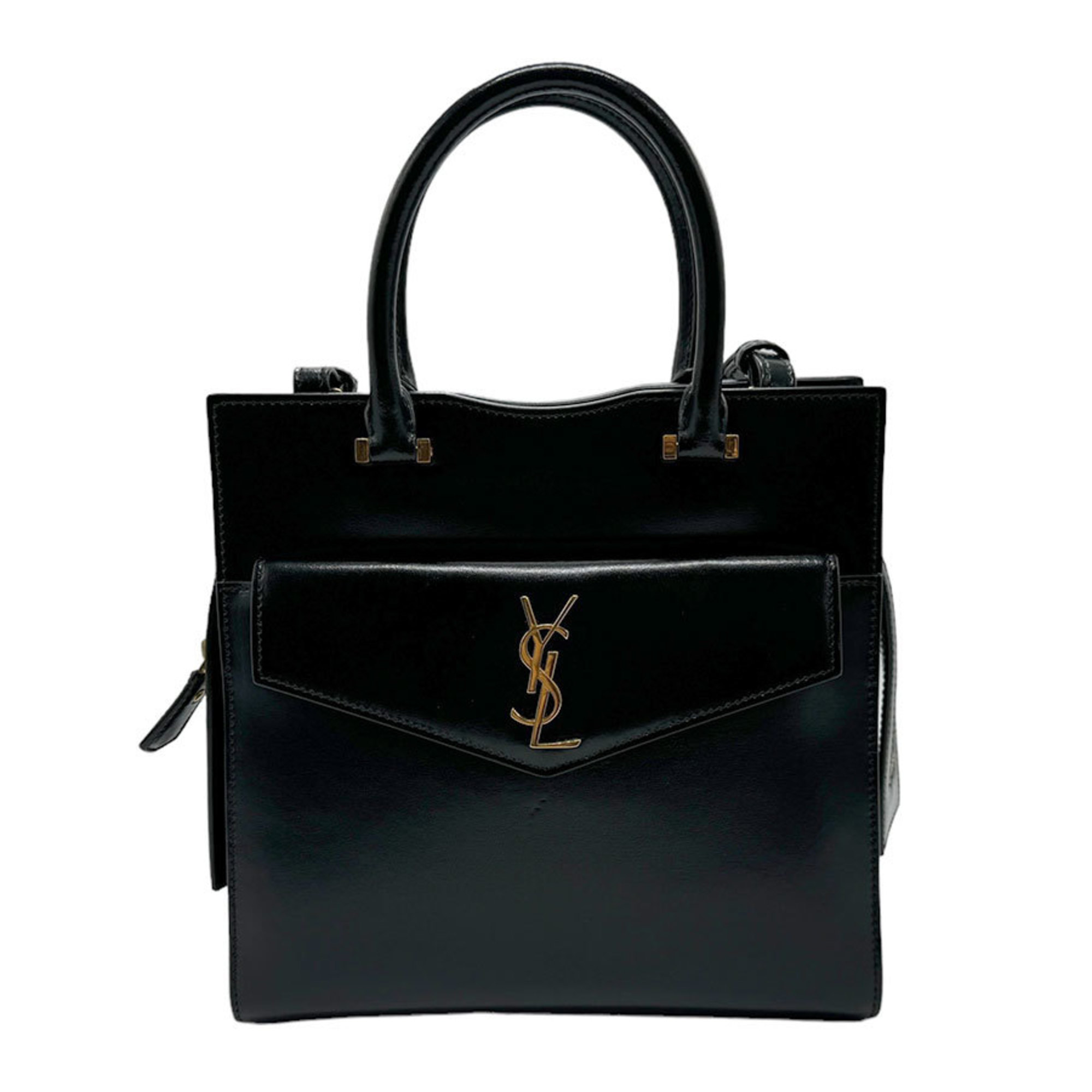 Saint Laurent SAINT LAURENT Handbag Shoulder Bag Uptown Small Leather Black Gold Women's z2157