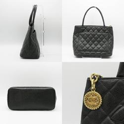 CHANEL Tote Bag Matelasse Reproduction Coco Mark Caviar Skin Leather Black Gold Women's PD313