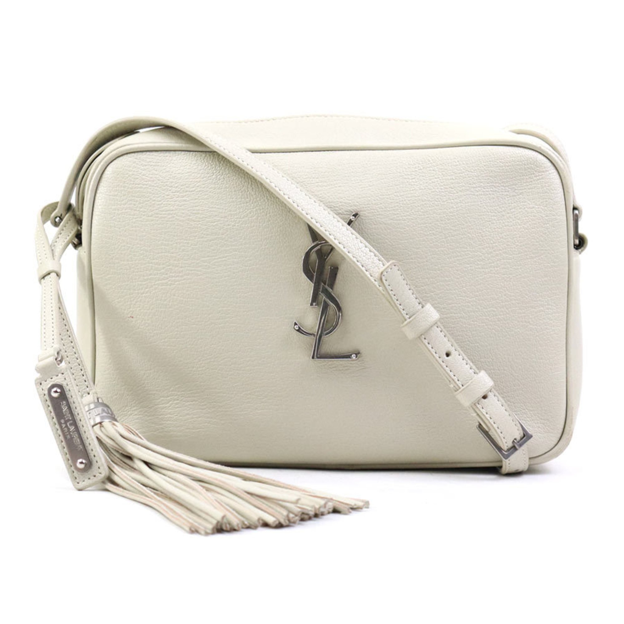 Saint Laurent shoulder bag leather ivory silver women's e58996a