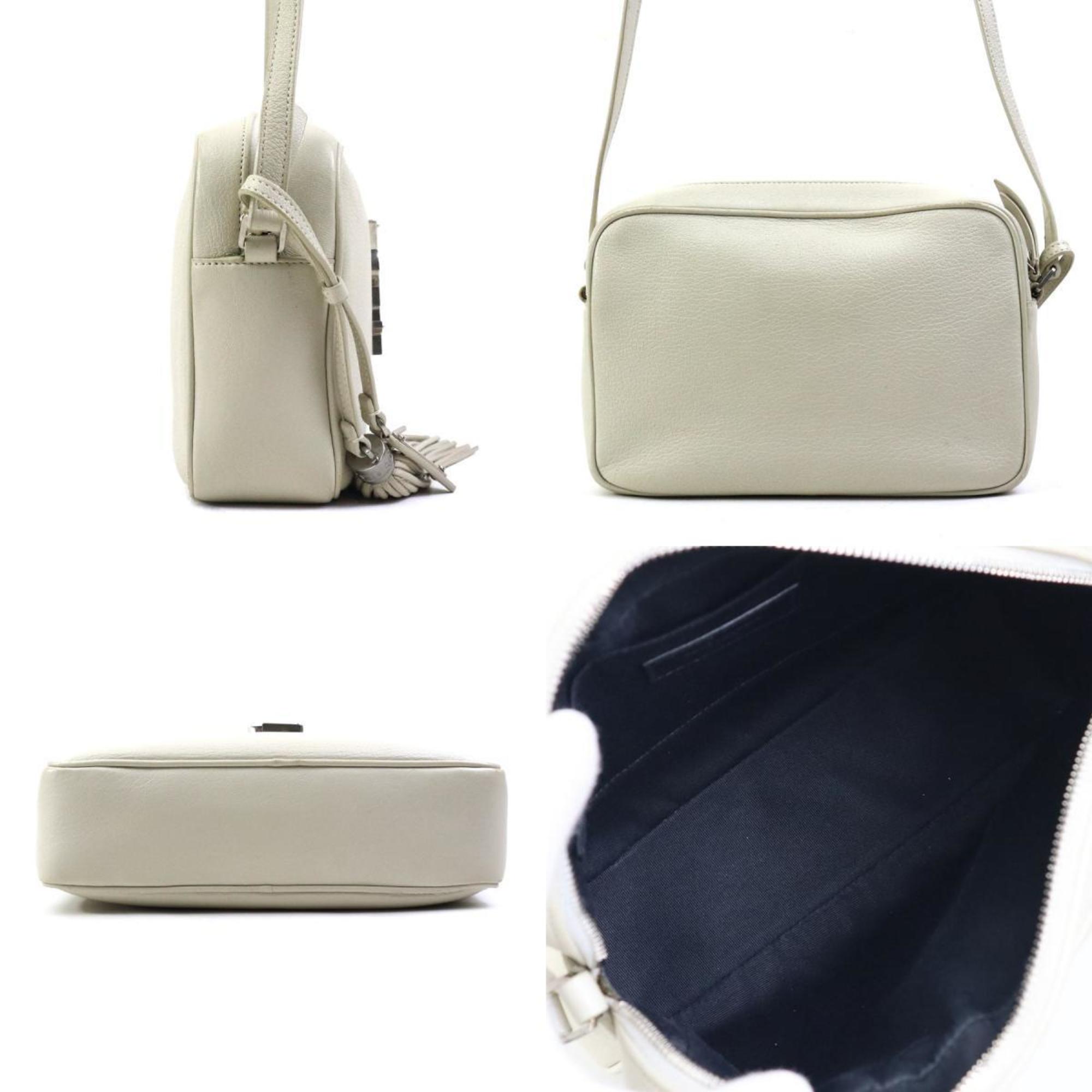 Saint Laurent shoulder bag leather ivory silver women's e58996a