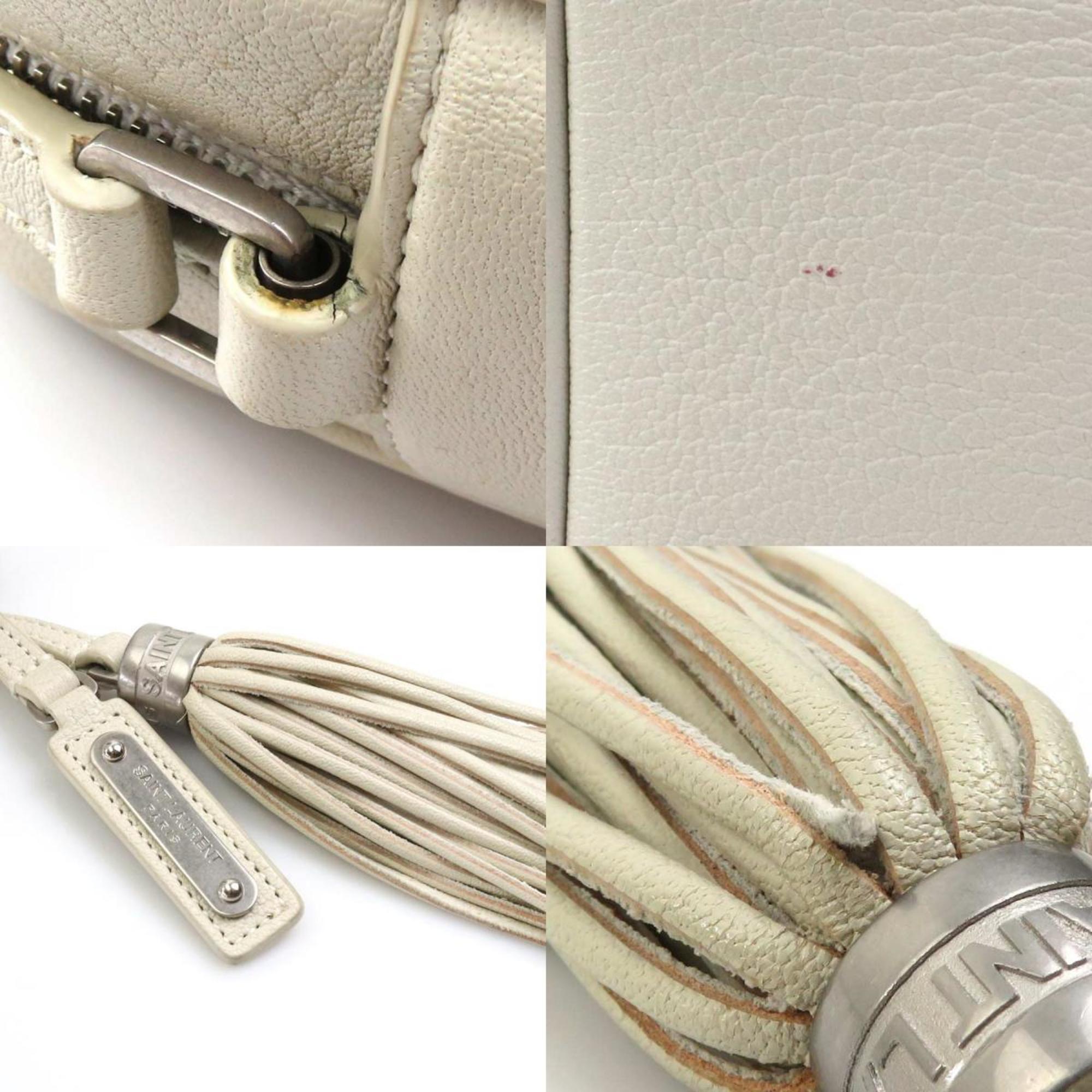 Saint Laurent shoulder bag leather ivory silver women's e58996a