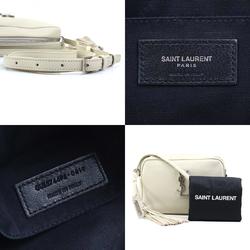 Saint Laurent shoulder bag leather ivory silver women's e58996a