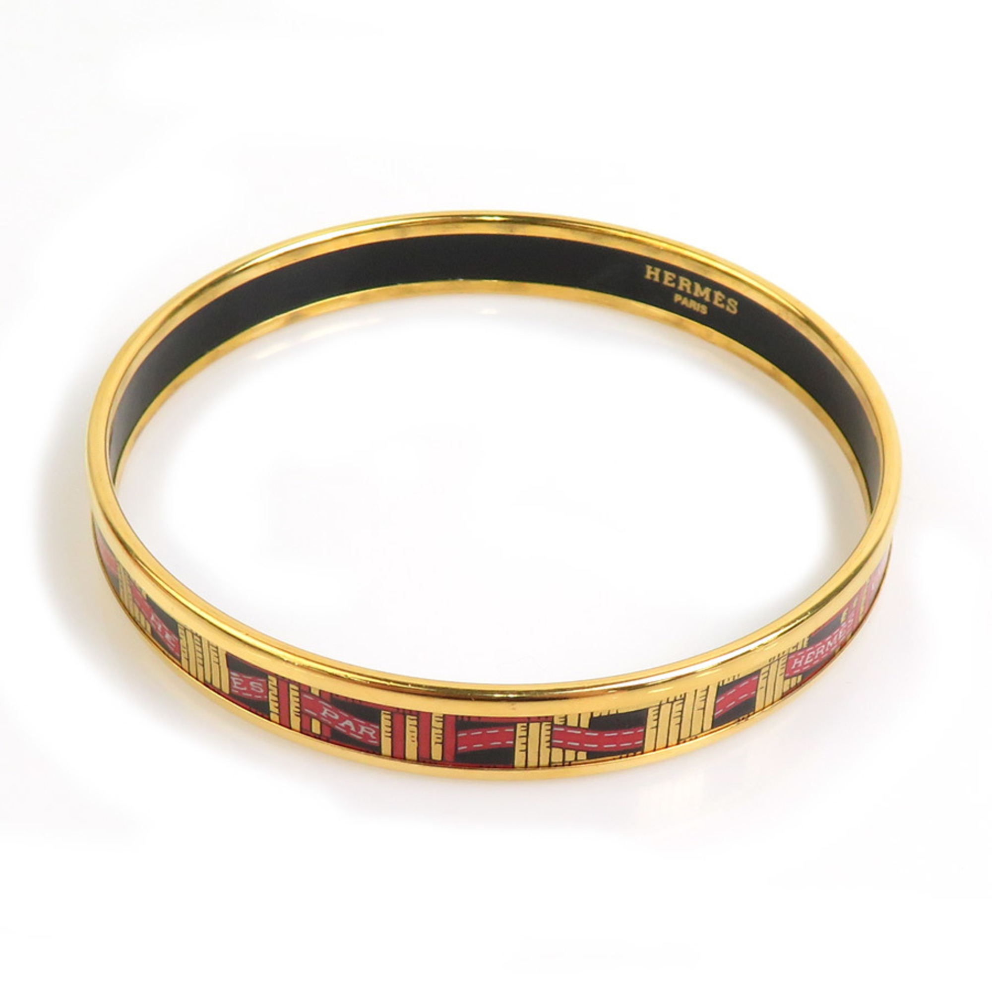 Hermes HERMES bangle bracelet enamel metal gold red black ladies e59048g