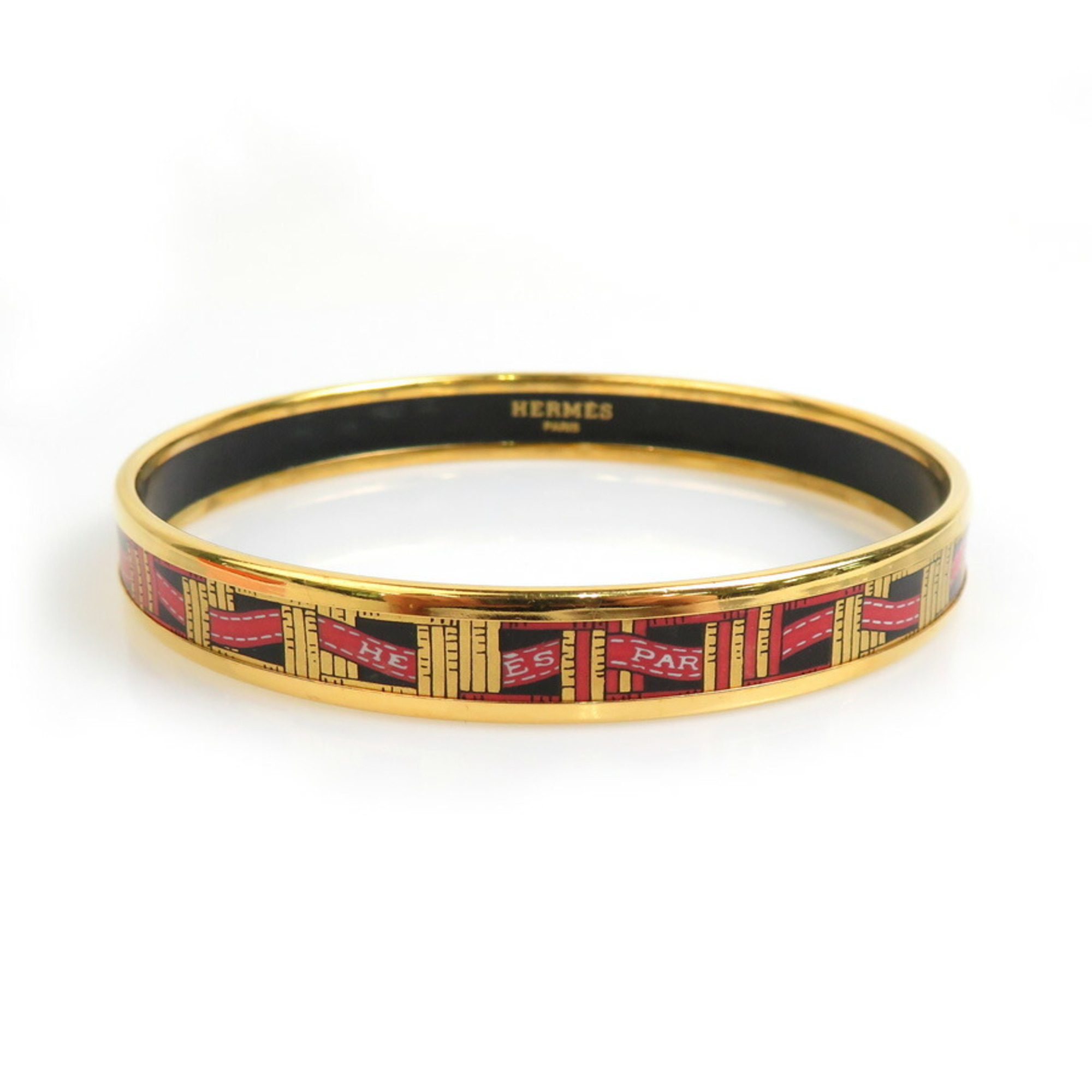 Hermes HERMES bangle bracelet enamel metal gold red black ladies e59048g