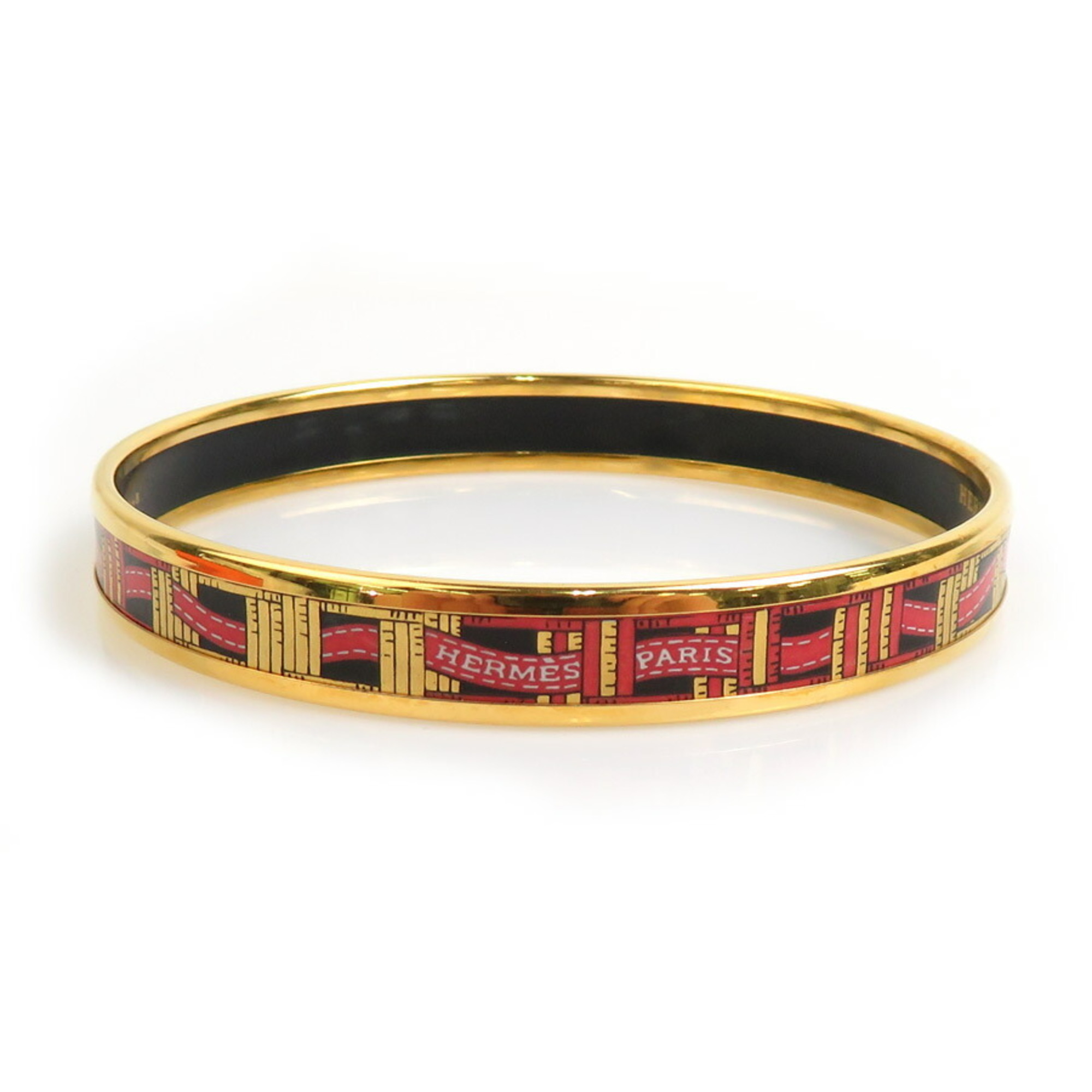 Hermes HERMES bangle bracelet enamel metal gold red black ladies e59048g