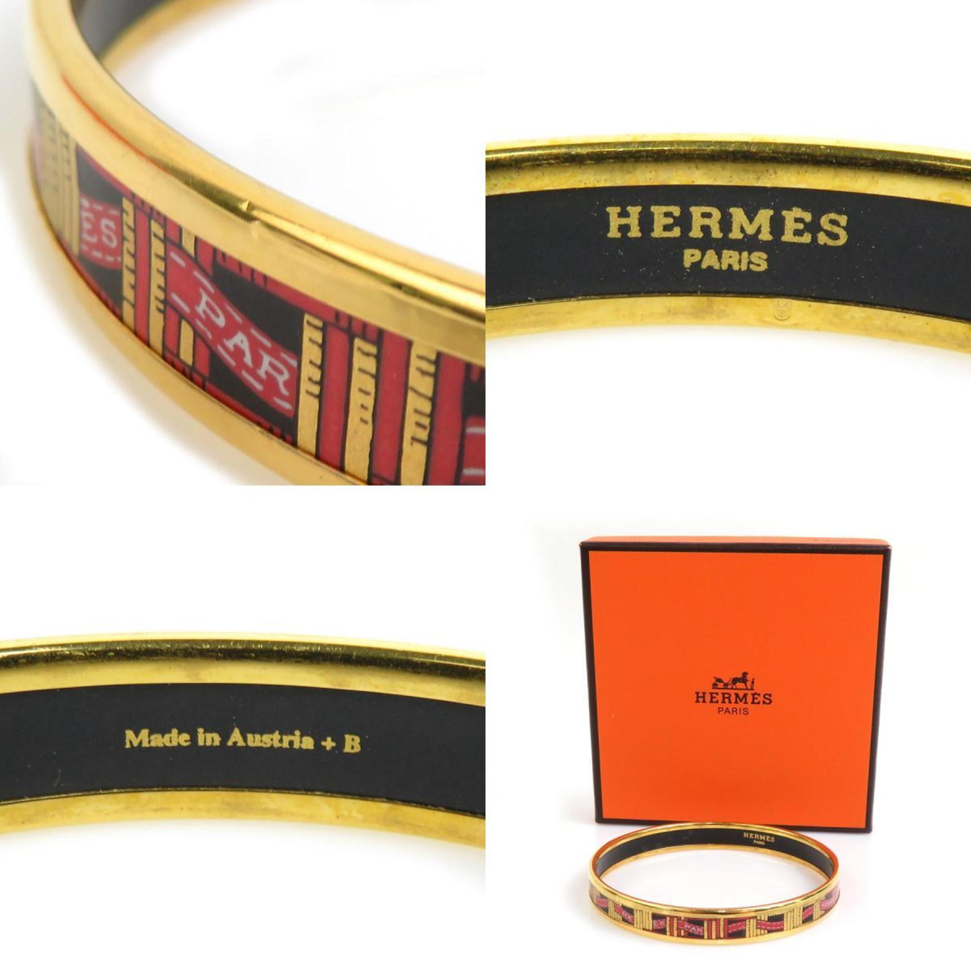 Hermes HERMES bangle bracelet enamel metal gold red black ladies e59048g