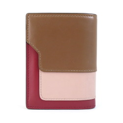 MARNI Bi-fold wallet Leather Brown x Pink Wine Red Women's a0455