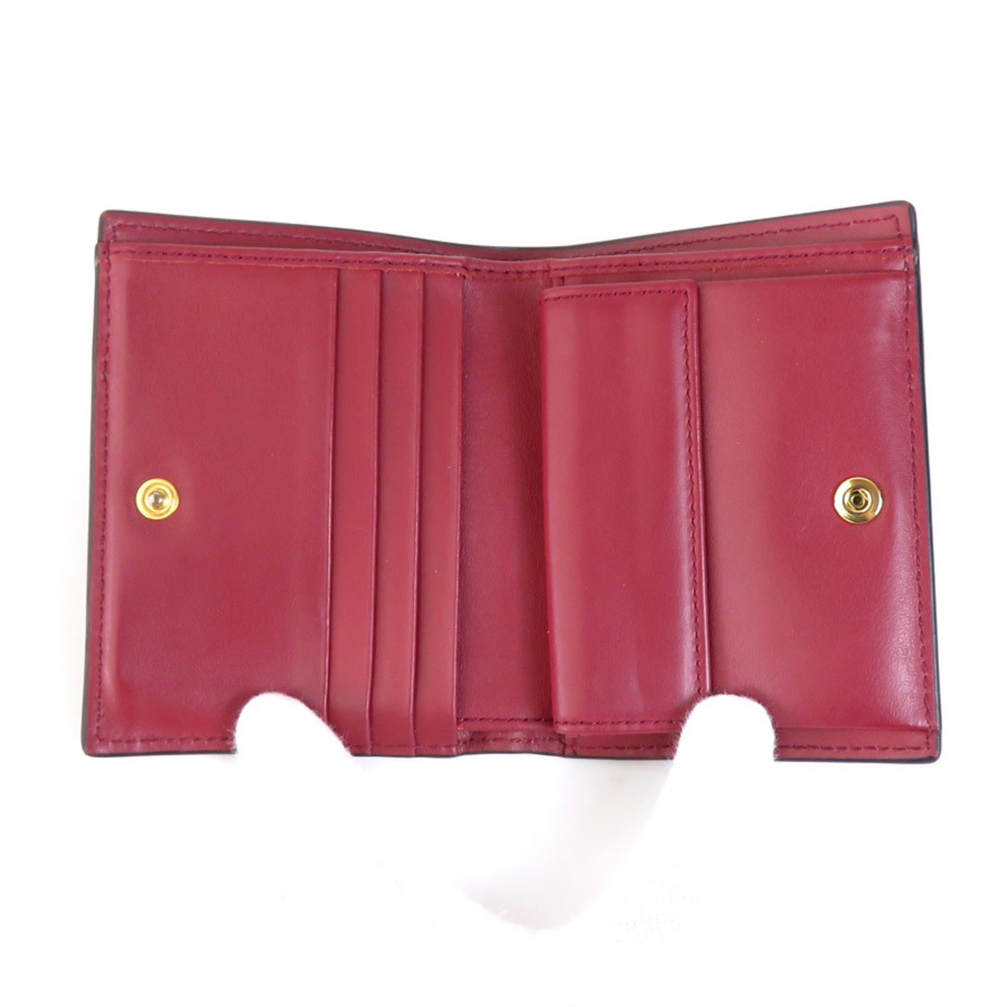 MARNI Bi-fold wallet Leather Brown x Pink Wine Red Women's a0455