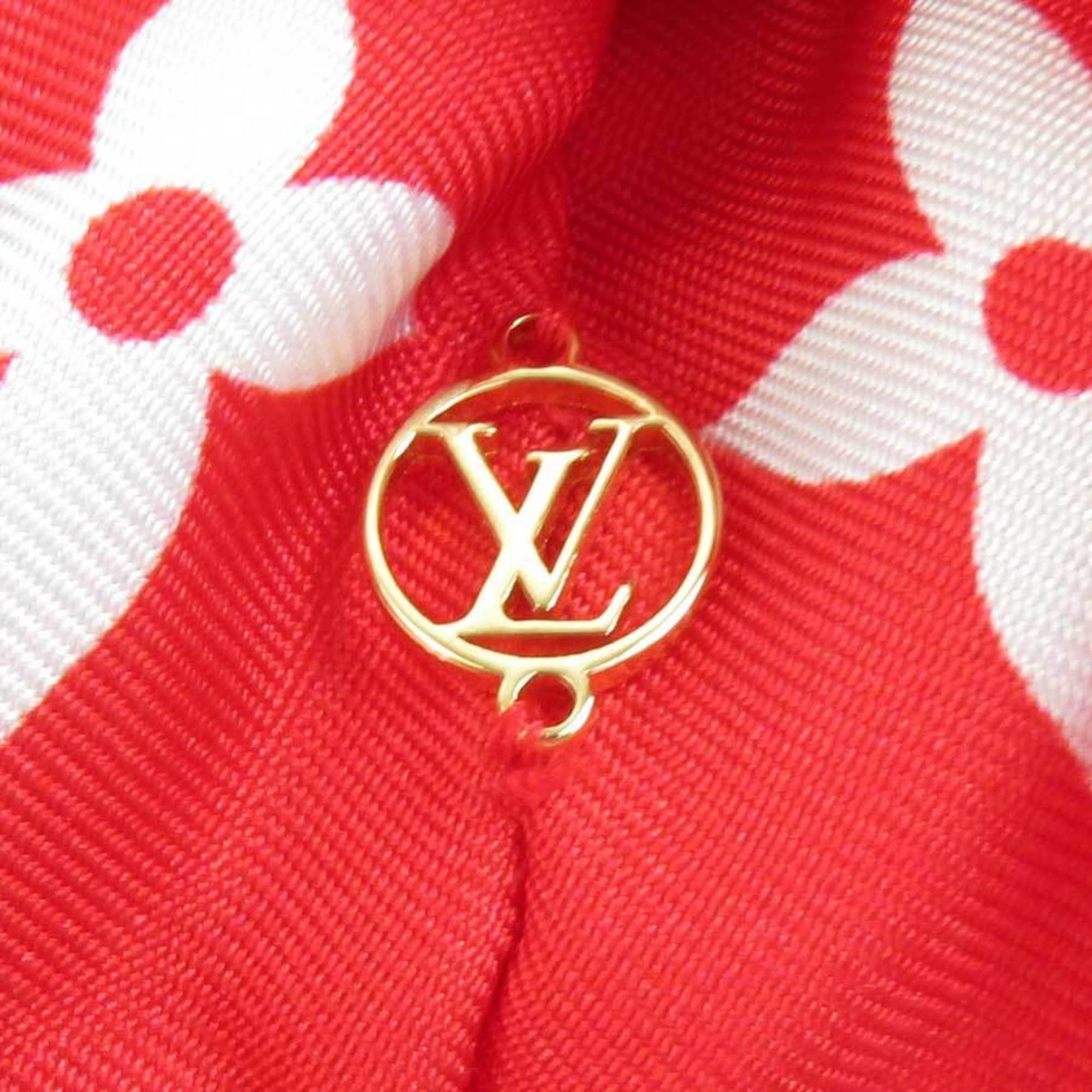 Louis Vuitton LOUIS VUITTON Scrunchie Hair Monogram Trochoux Silk Red Pink White Women's M77685 e58983a