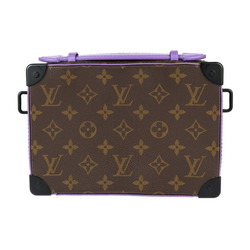 LOUIS VUITTON Louis Vuitton Handle Soft Trunk Monogram Macassar Handbag M46264 Leather Brown Purple Black Hardware Shoulder Bag Second