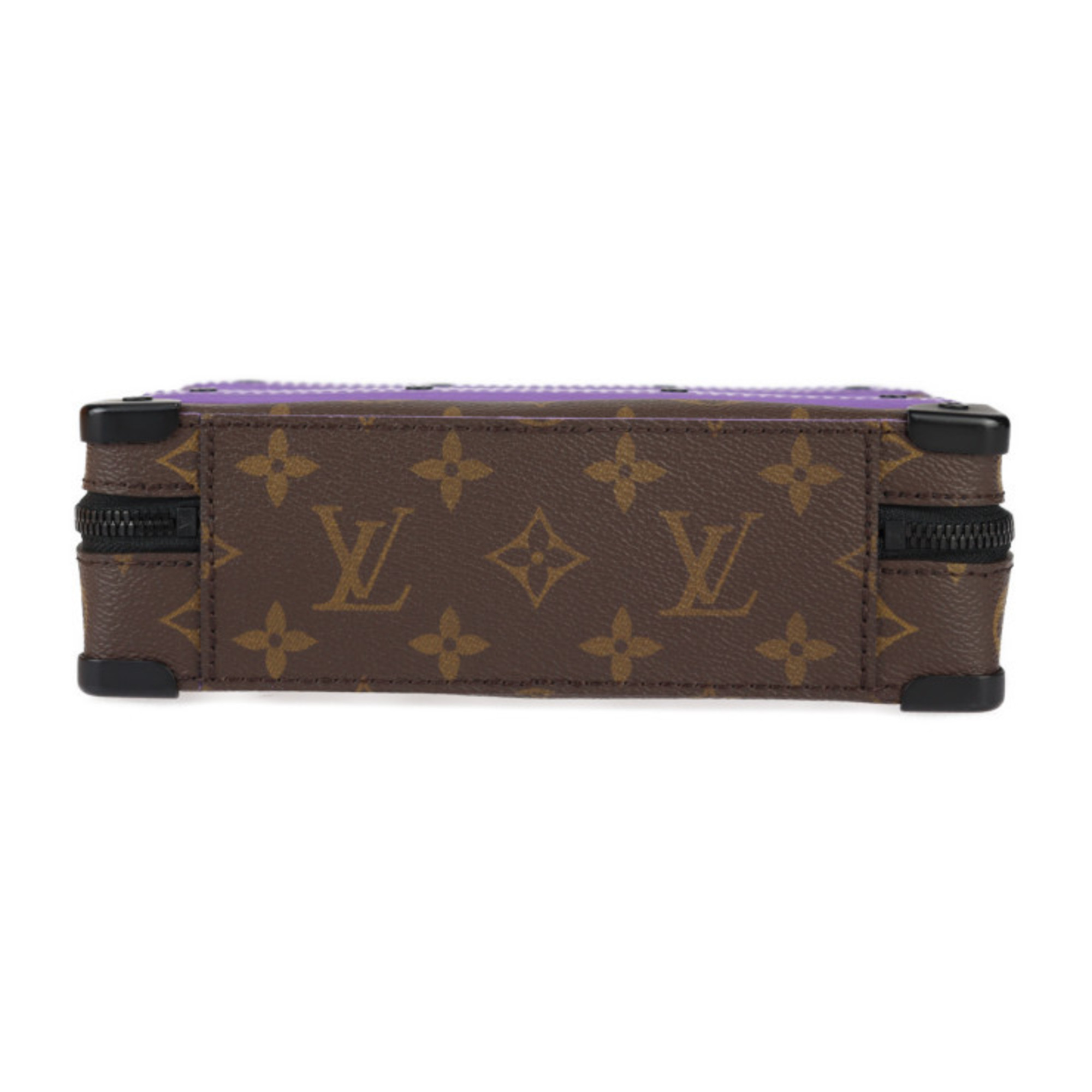 LOUIS VUITTON Louis Vuitton Handle Soft Trunk Monogram Macassar Handbag M46264 Leather Brown Purple Black Hardware Shoulder Bag Second