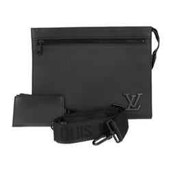 LOUIS VUITTON Louis Vuitton LV Aerogram Voyage Shoulder Bag M59329 Calf Leather Black Second