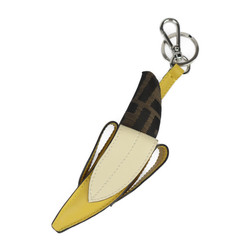 FENDI Banana Motif Bag Charm Keychain - Leather Canvas Yellow Multicolor Keyring FF Zucca Pattern