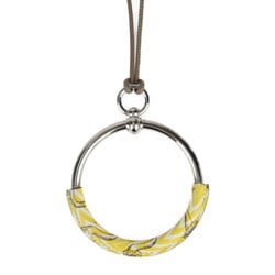 HERMES Cavalleria Loop Necklace - Swift leather metal yellow silver pendant