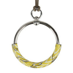 HERMES Cavalleria Loop Necklace - Swift leather metal yellow silver pendant