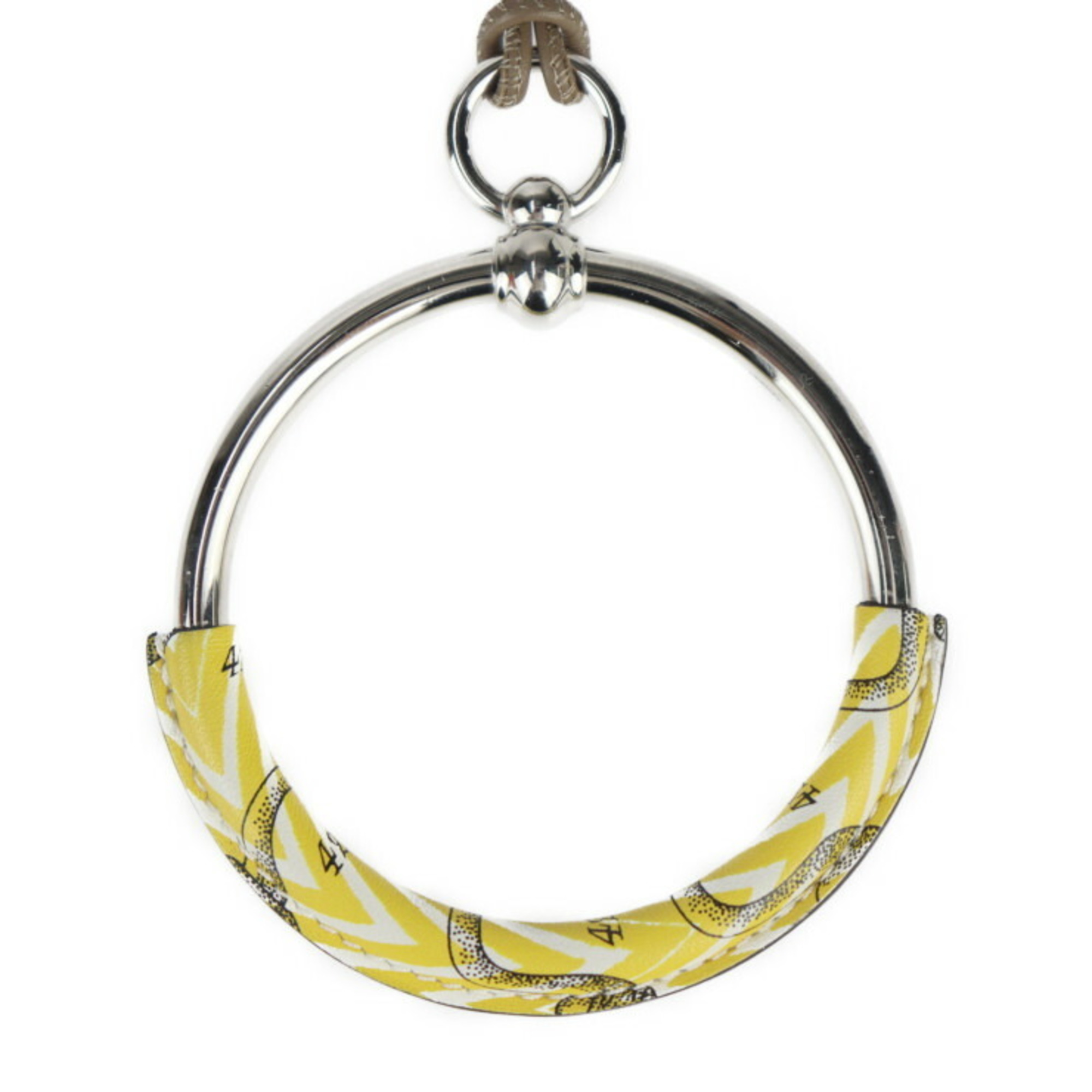 HERMES Cavalleria Loop Necklace - Swift leather metal yellow silver pendant