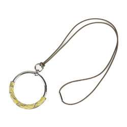 HERMES Cavalleria Loop Necklace - Swift leather metal yellow silver pendant