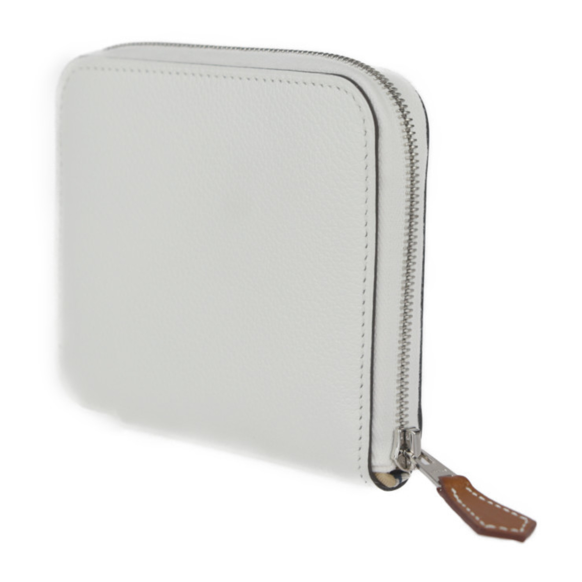 HERMES Hermes Azap Compact Silk In Wallet/Coin Case - Evercolor White Coin Purse Round B Stamp