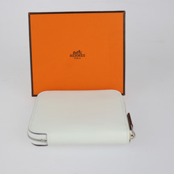 HERMES Hermes Azap Compact Silk In Wallet/Coin Case - Evercolor White Coin Purse Round B Stamp