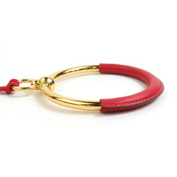 Hermes HERMES Necklace Loop Grand Metal Leather Gold Red Men's Women's e59047i