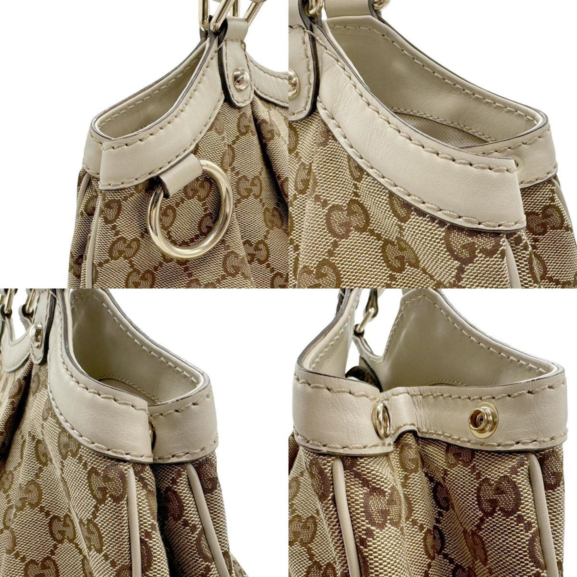 GUCCI Handbag GG Canvas Leather Brown x Light Beige Women's 211944 n0271