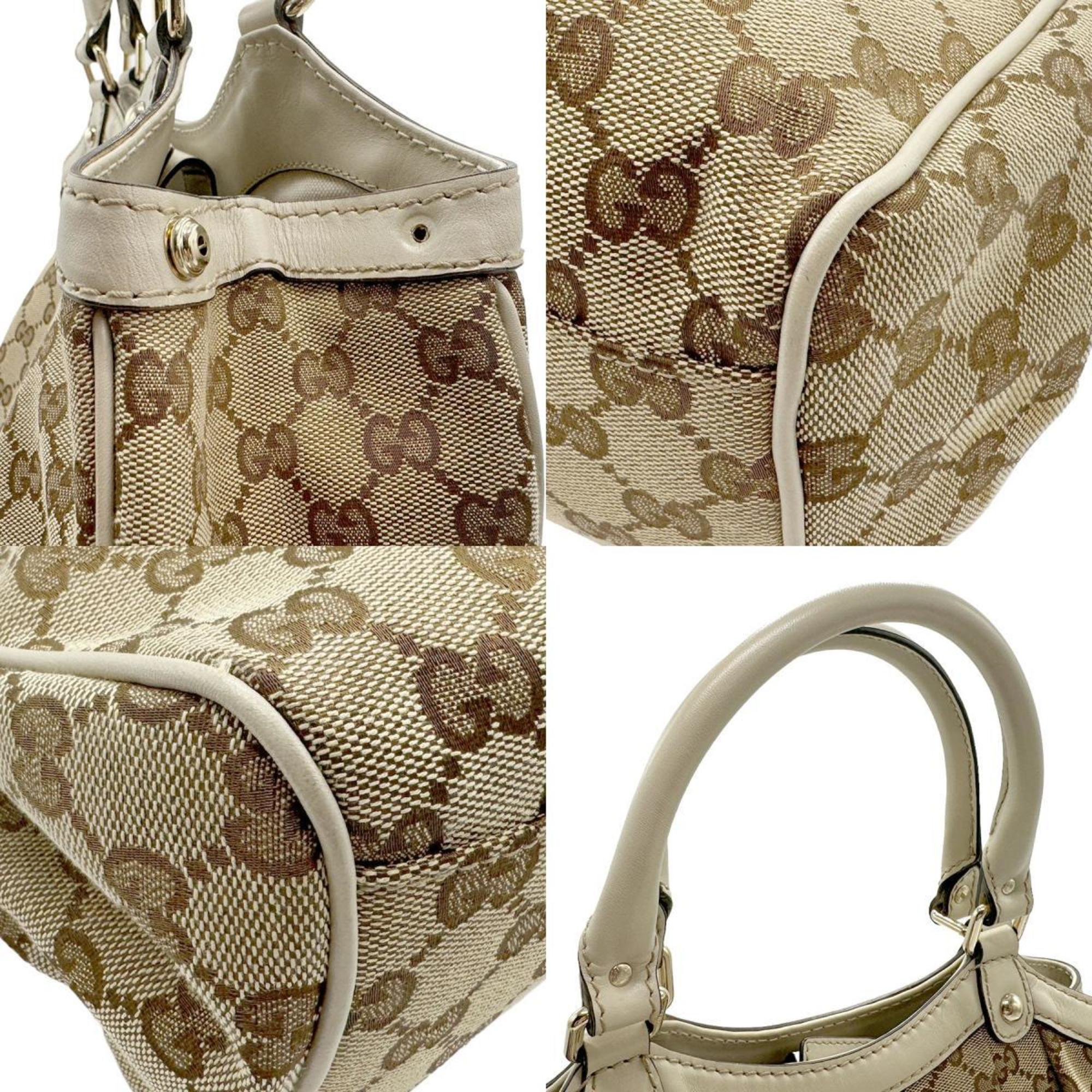 GUCCI Handbag GG Canvas Leather Brown x Light Beige Women's 211944 n0271