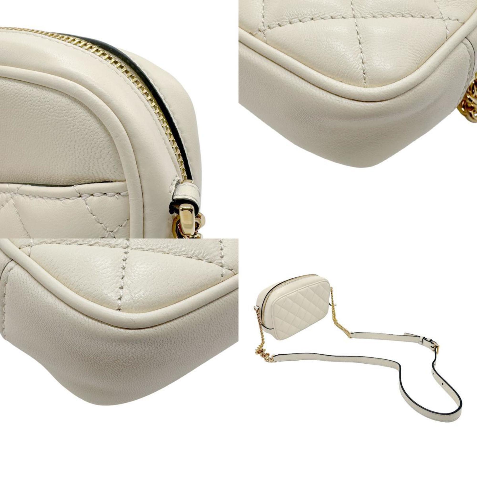 Versace Medusa Shoulder Bag Leather Off-White Gold Women's n0246