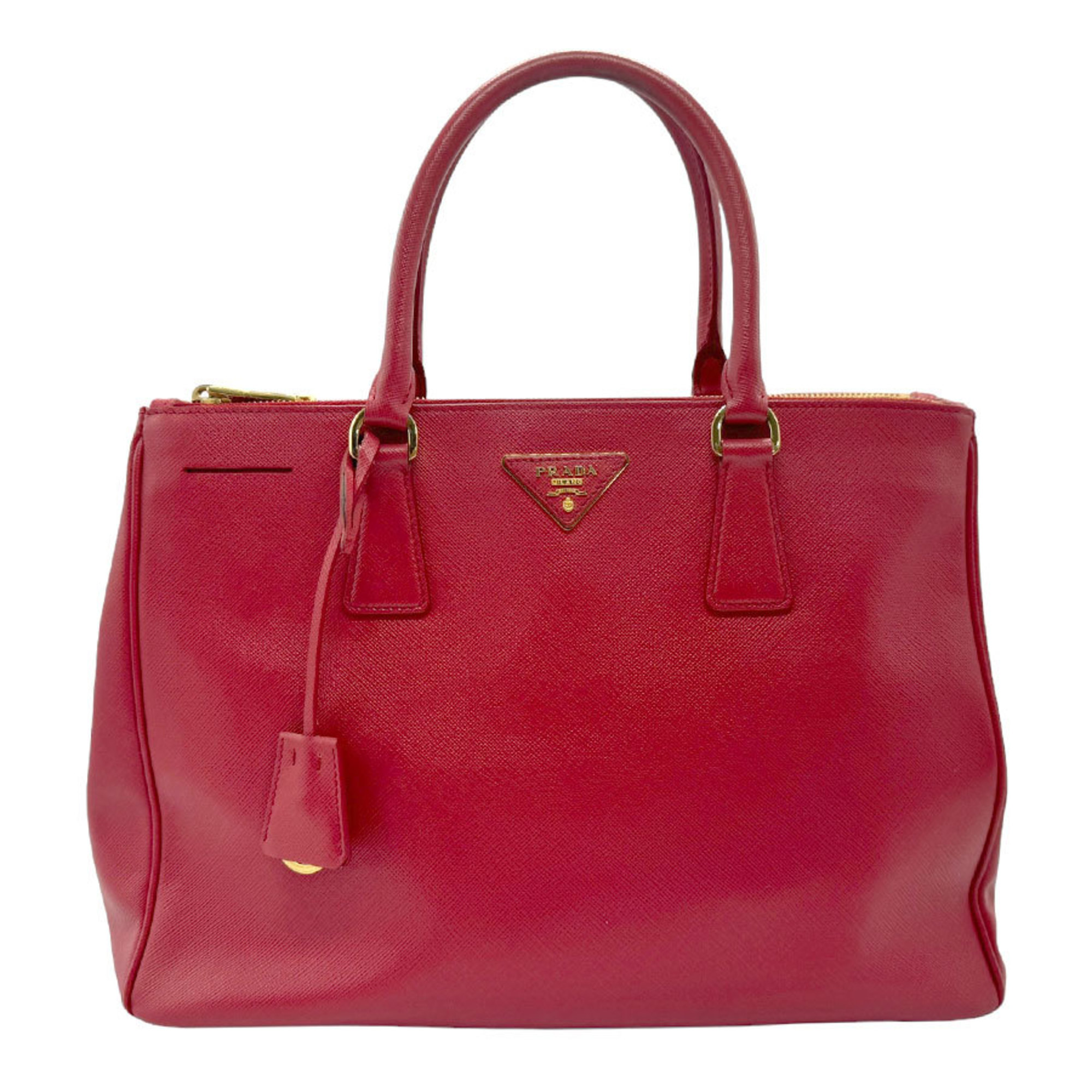 PRADA handbag shoulder bag leather red gold ladies z2215