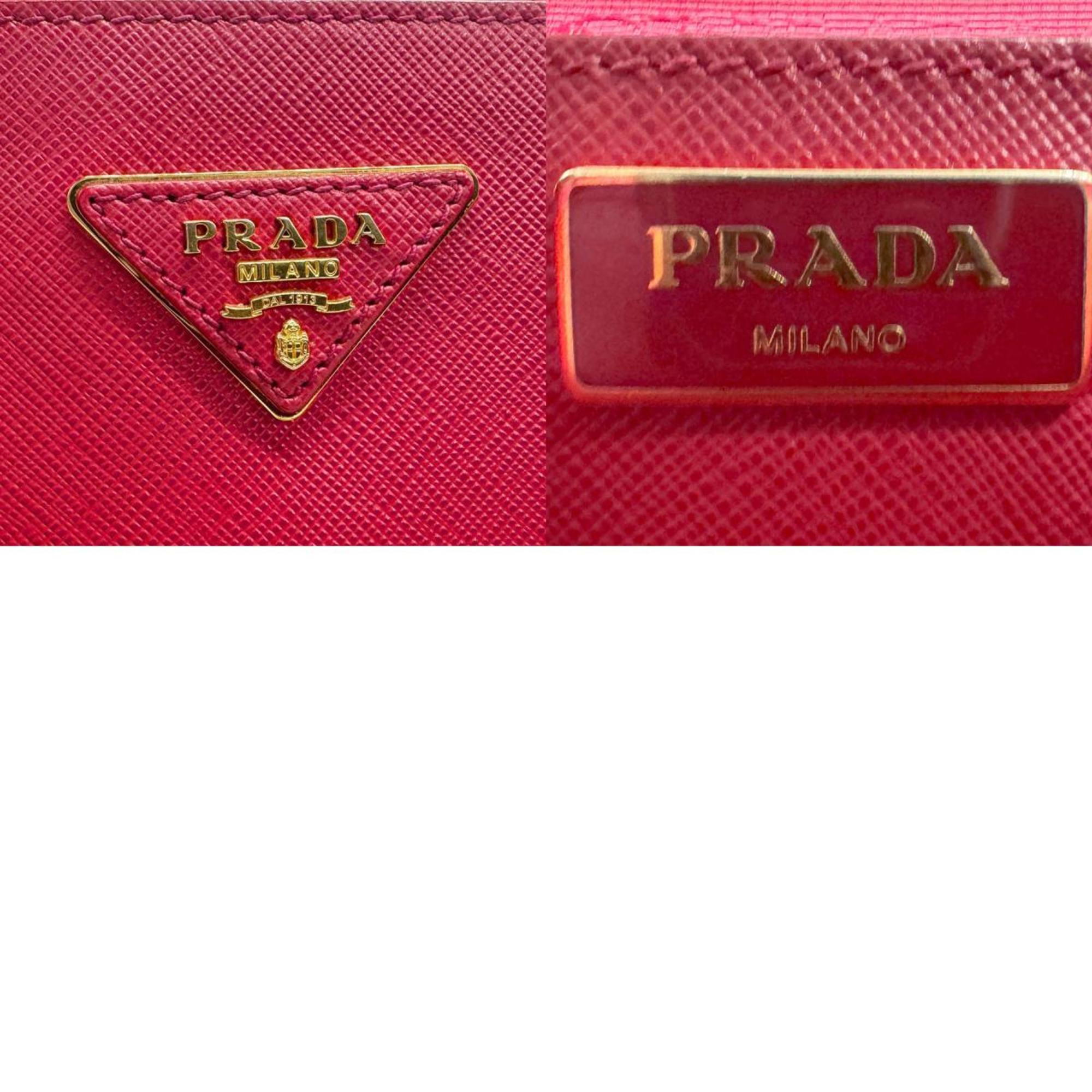 PRADA handbag shoulder bag leather red gold ladies z2215