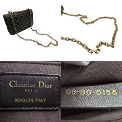 Christian Dior Shoulder Bag Leather Metal Dark Brown Gold Women's z2205