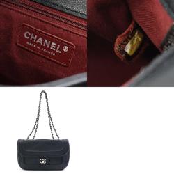 CHANEL Shoulder Bag Caviar Skin Leather Black Silver Women's e59016a