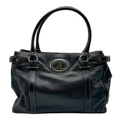 Christian Dior Shoulder Bag Leather Black Silver Women's n0265