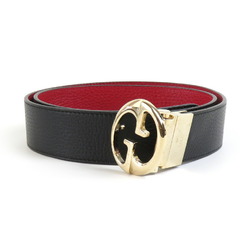 GUCCI Belt Leather Metal Black Gold Men's 450000 e59003a