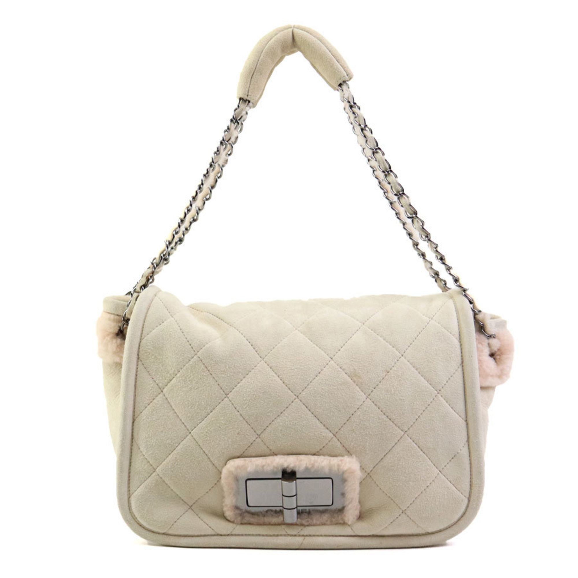 CHANEL Shoulder Bag 2.55 Mouton Fur Light Beige Women's e58975a