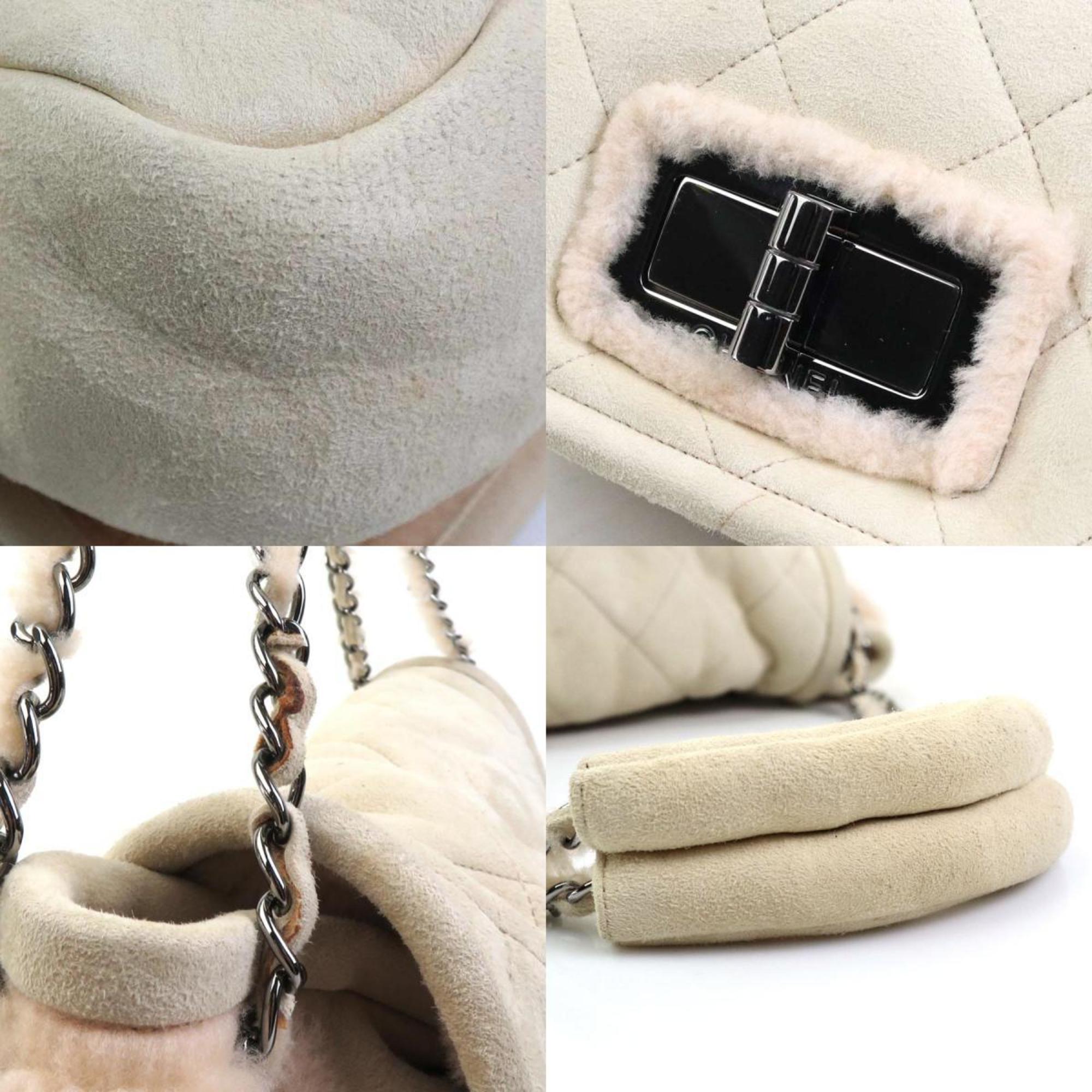 CHANEL Shoulder Bag 2.55 Mouton Fur Light Beige Women's e58975a