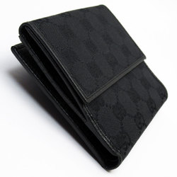 GUCCI Bi-fold Wallet GG Canvas Black Women's 142523 w0654a