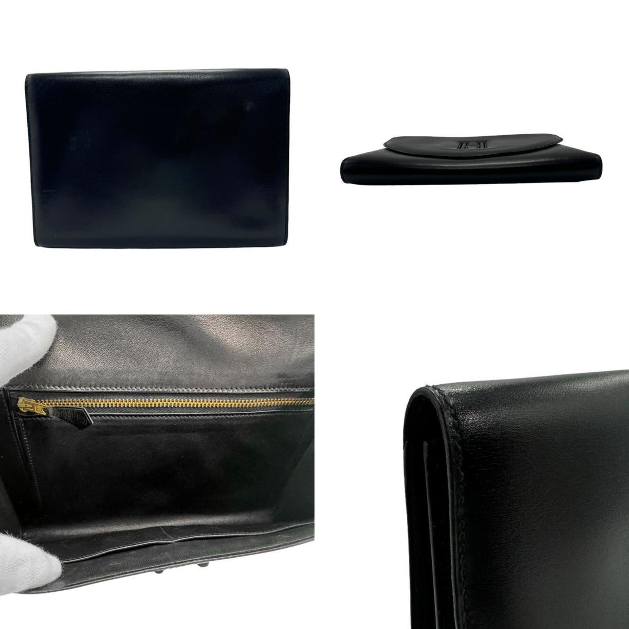 Hermes HERMES Clutch Bag Box Calf Black Men's Women's n0275