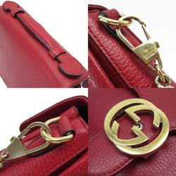 GUCCI Handbag Shoulder Bag Interlocking G Leather Red Gold Women's 510302 w0639a