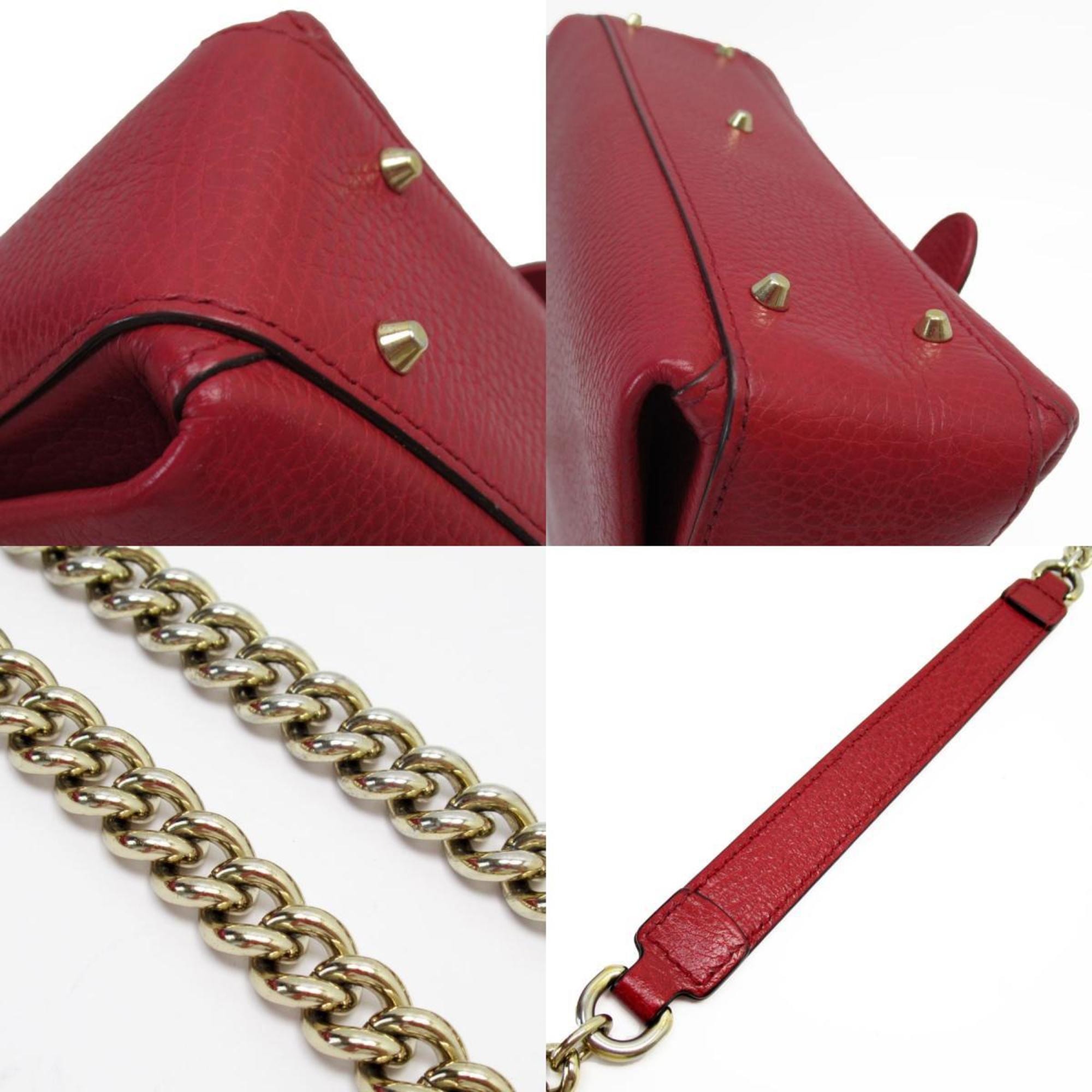 GUCCI Handbag Shoulder Bag Interlocking G Leather Red Gold Women's 510302 w0639a