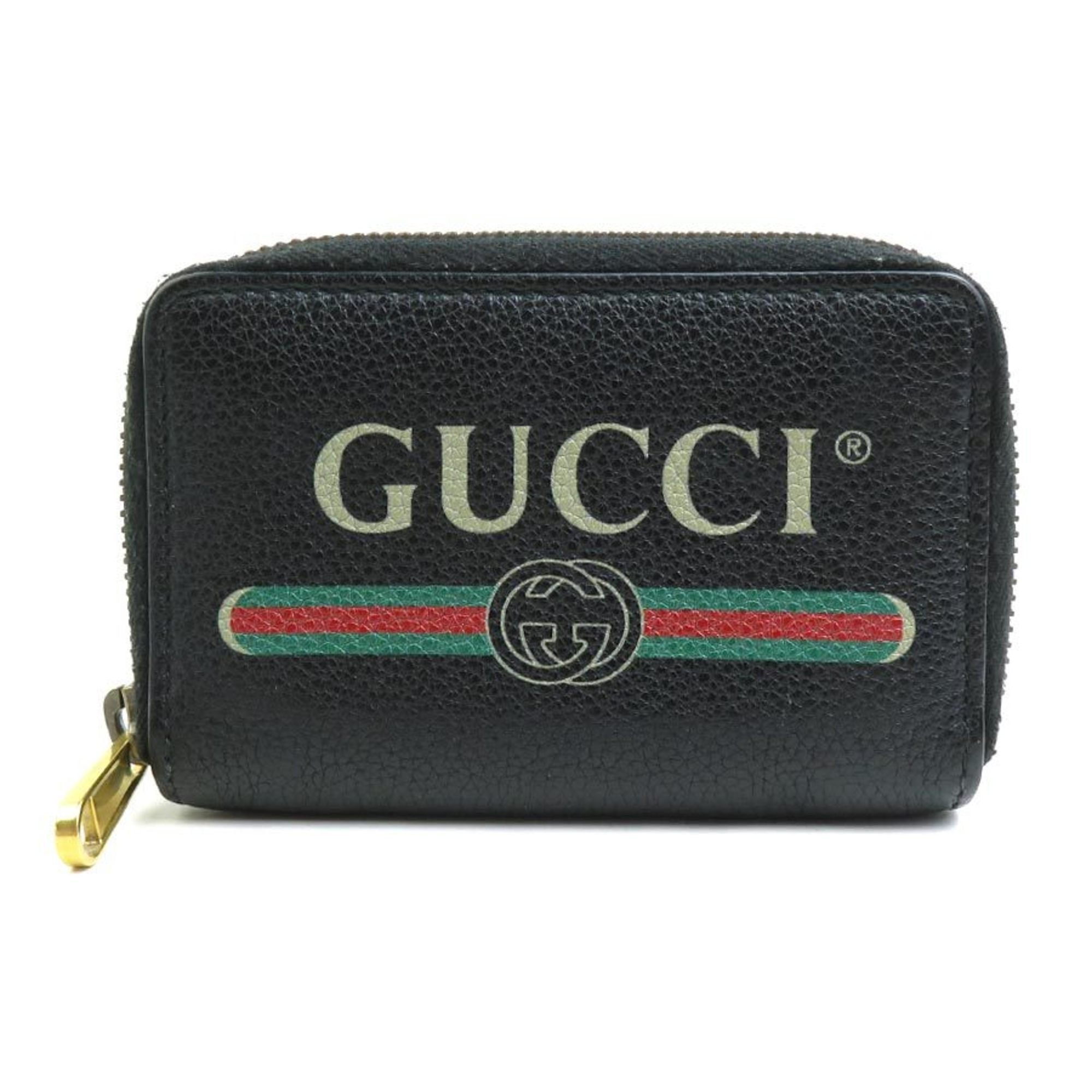 GUCCI Wallet/Coin Case Leather Black Men's Women's 496319 a0463