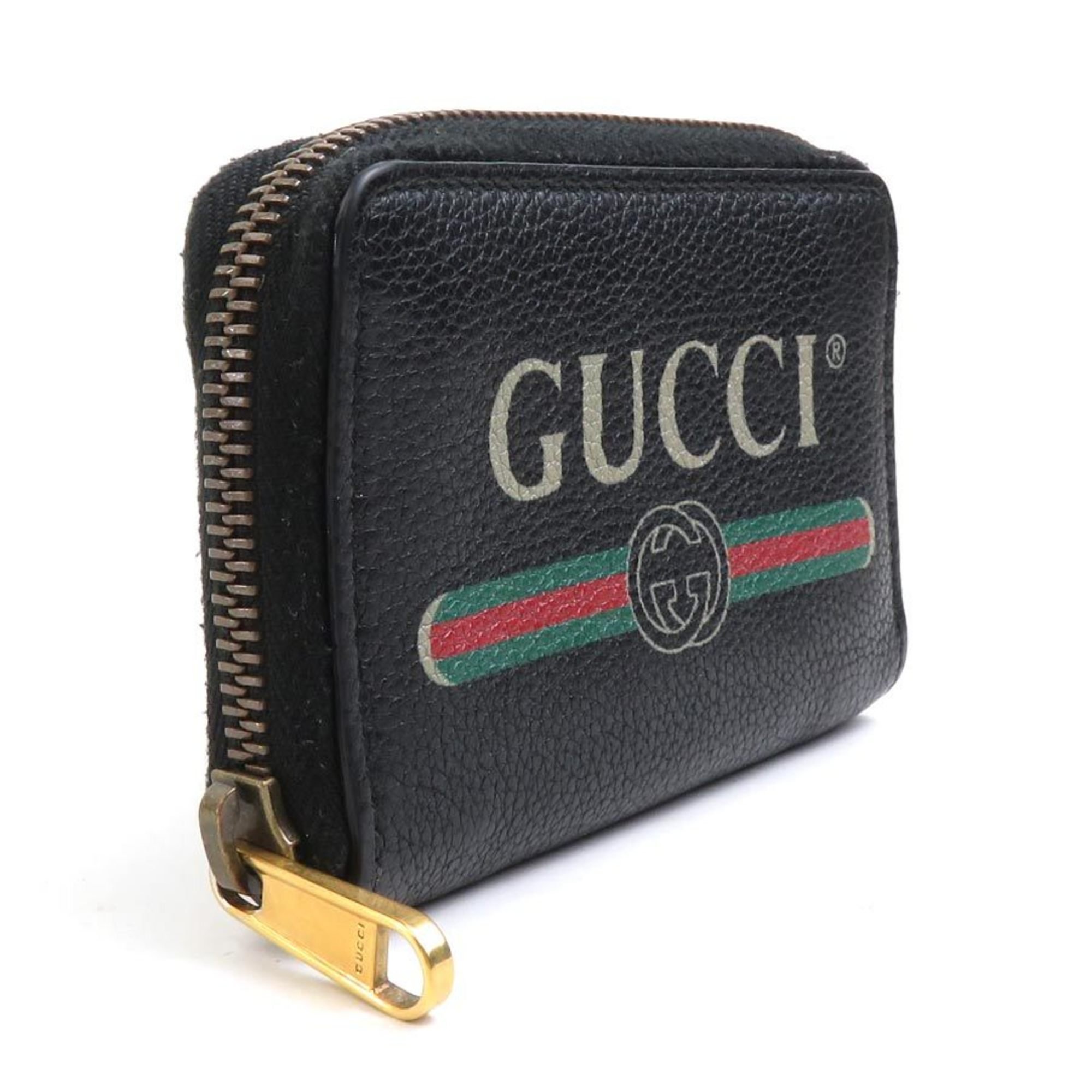 GUCCI Wallet/Coin Case Leather Black Men's Women's 496319 a0463